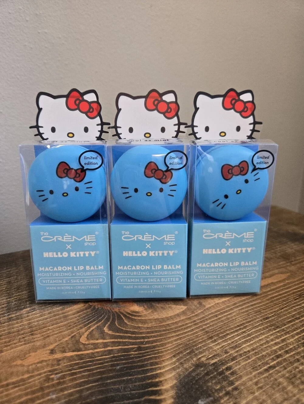 Set Of 3 The Crème Shop x Hello Kitty Macaron Lip Balm - Cool As Mint